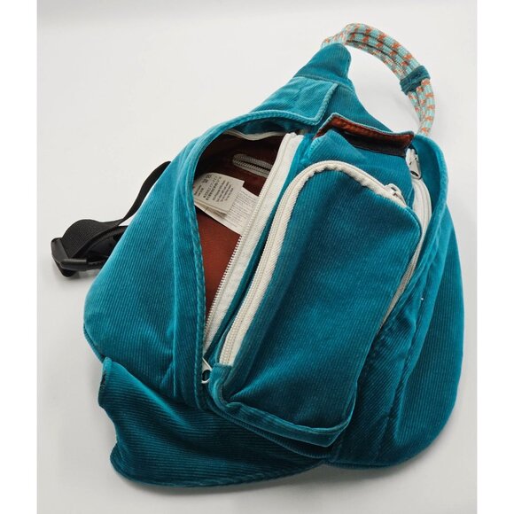 Kavu Women's Rope Cord- Artic Teal Corduroy Sling Backpack Adjustable Strap 2927 - Picture 9 of 14